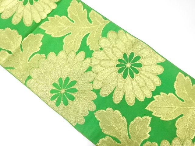 JAPANESE KIMONO / ANTIQUE FUKURO OBI / SILK / WOVEN KIKU